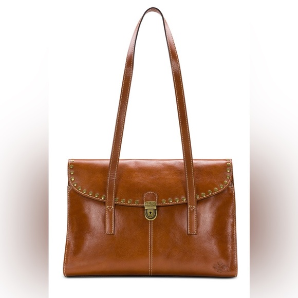 Patricia Nash Handbags - NWOT Patricia Nash Verbania Satchel Purse Brown Leather Studded in Tan